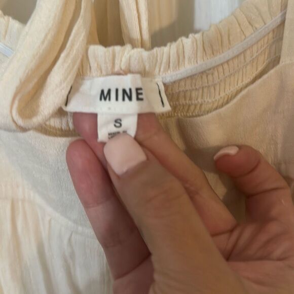 Mine Womens Color-block Flutter Sleeve Tiered Tunic Mini Dress Brown Cream Small - Picture 4 of 9